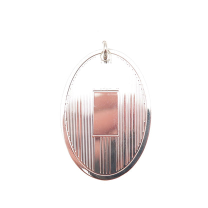 925 Sterling Silver Vintage Engravable Oval Tag Charm Pendant