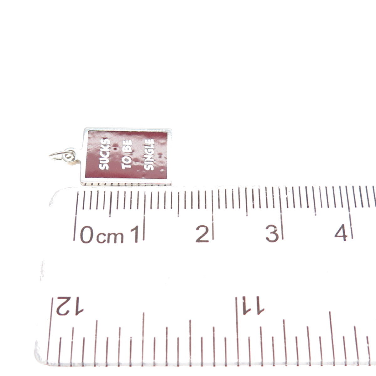 925 Sterling Silver Red Enamel Sucks To Be Single Minimalist Charm Pendant