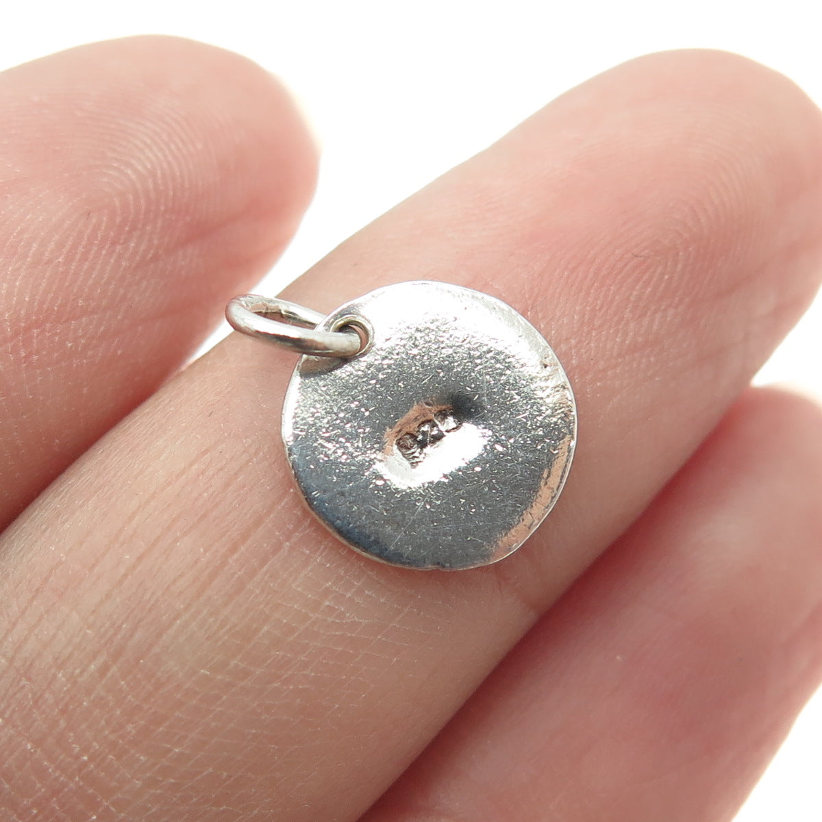 JOY BALI 925 Sterling Silver Vintage Round Logo Minimalist Charm Pendant