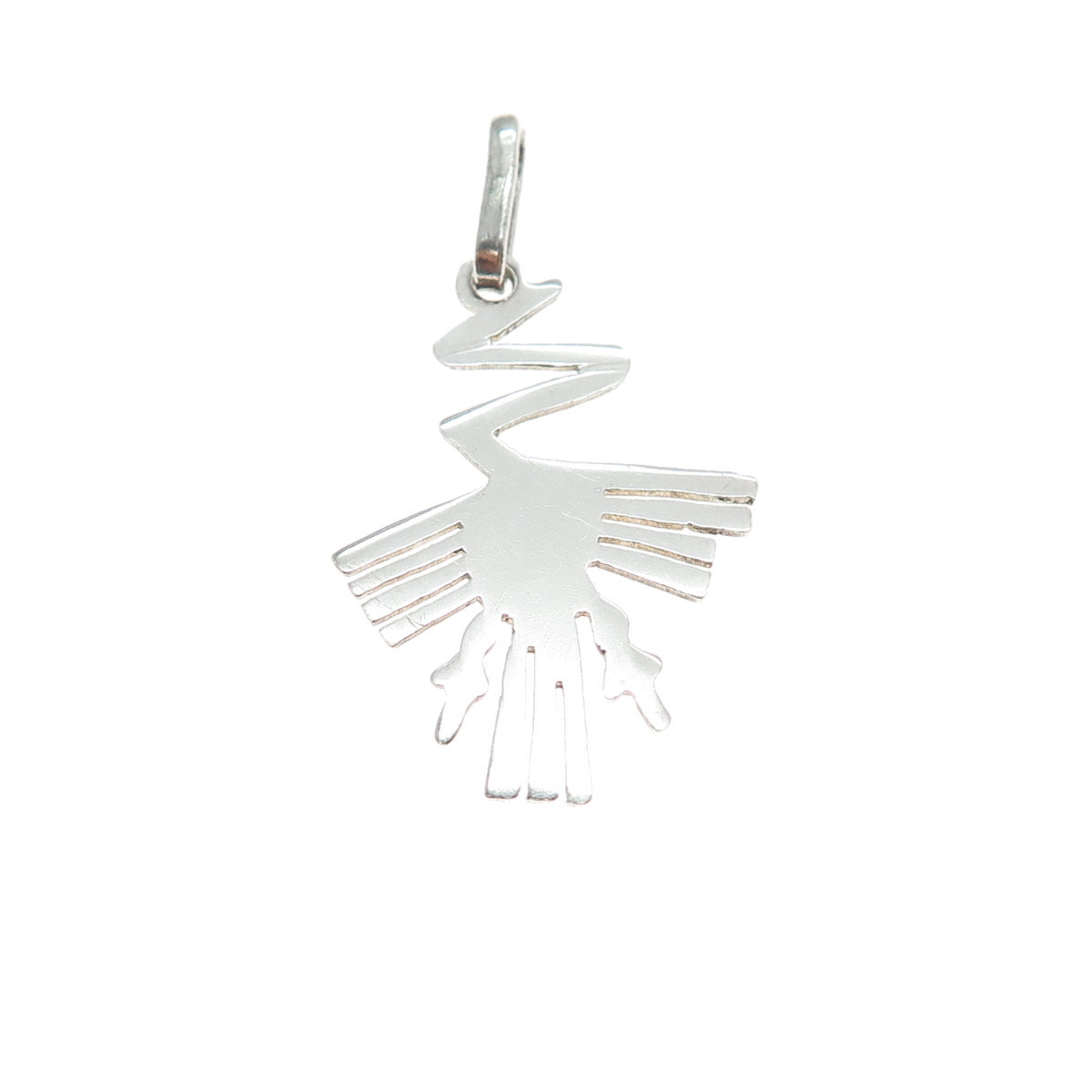 925 Sterling Silver Vintage Modernist Stork Bird Charm Pendant
