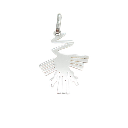 925 Sterling Silver Vintage Modernist Stork Bird Charm Pendant