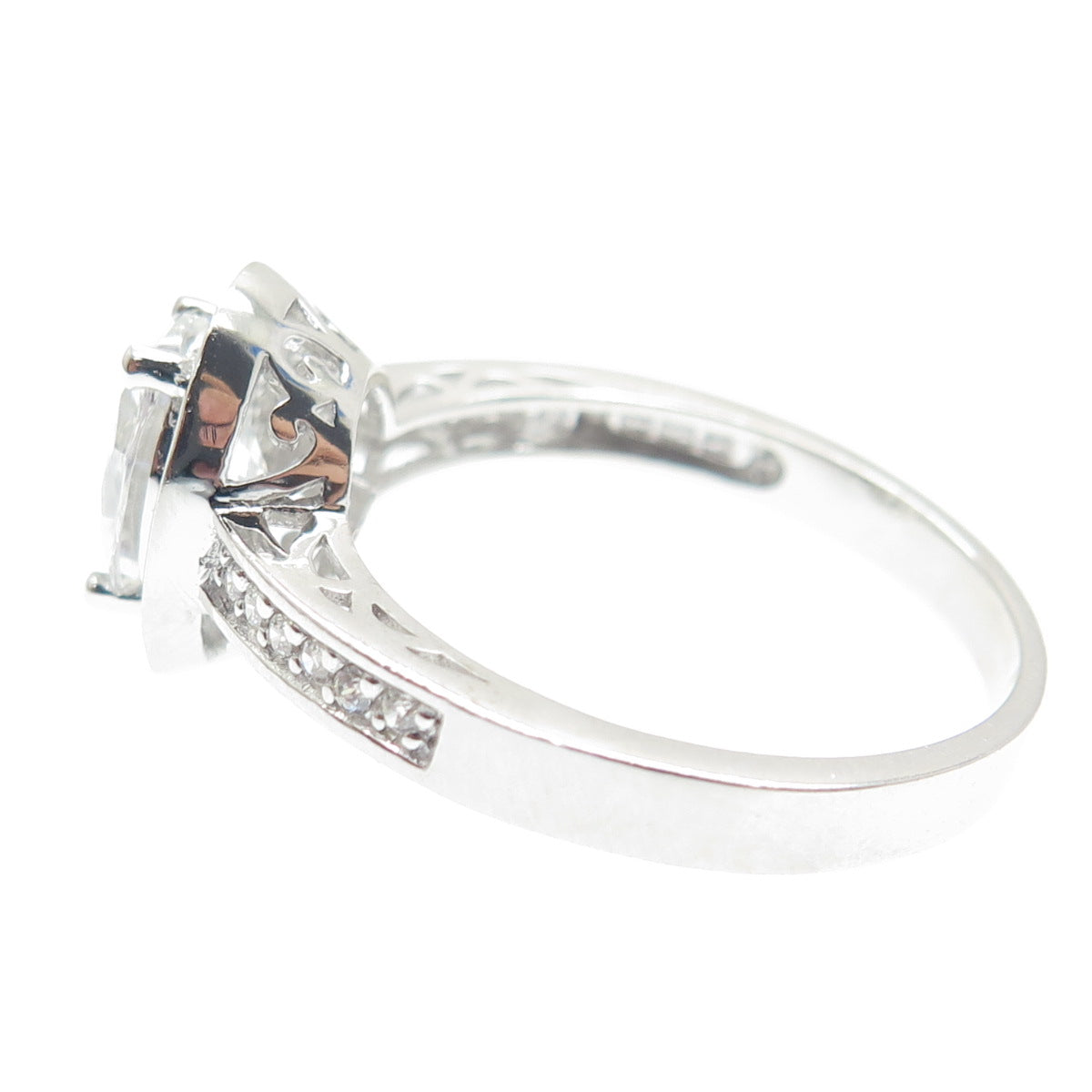 925 Sterling Silver Oval & Round-Cut C Z Promise Ring Size 10.25