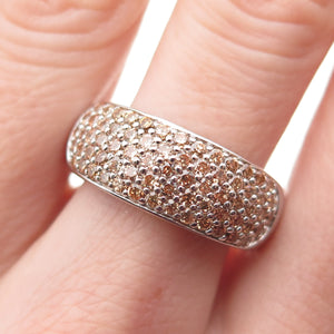 925 Sterling Silver Round-Cut Champagne C Z Sparkle Ring Size 9.5
