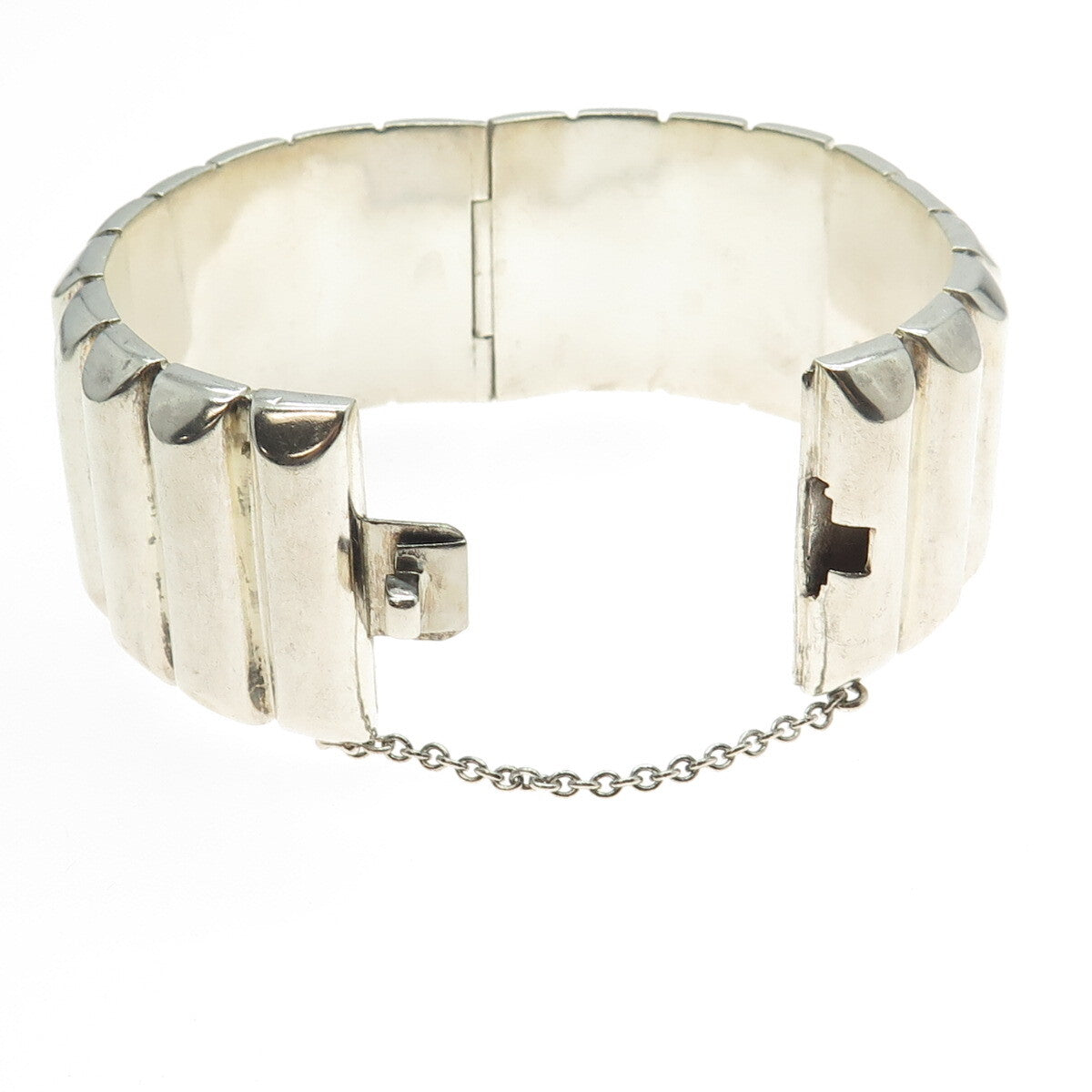 CALVIN KLEIN Sterling Silver Vintage Ribbed Solid 103.5g Bangle Bracelet 7.5"