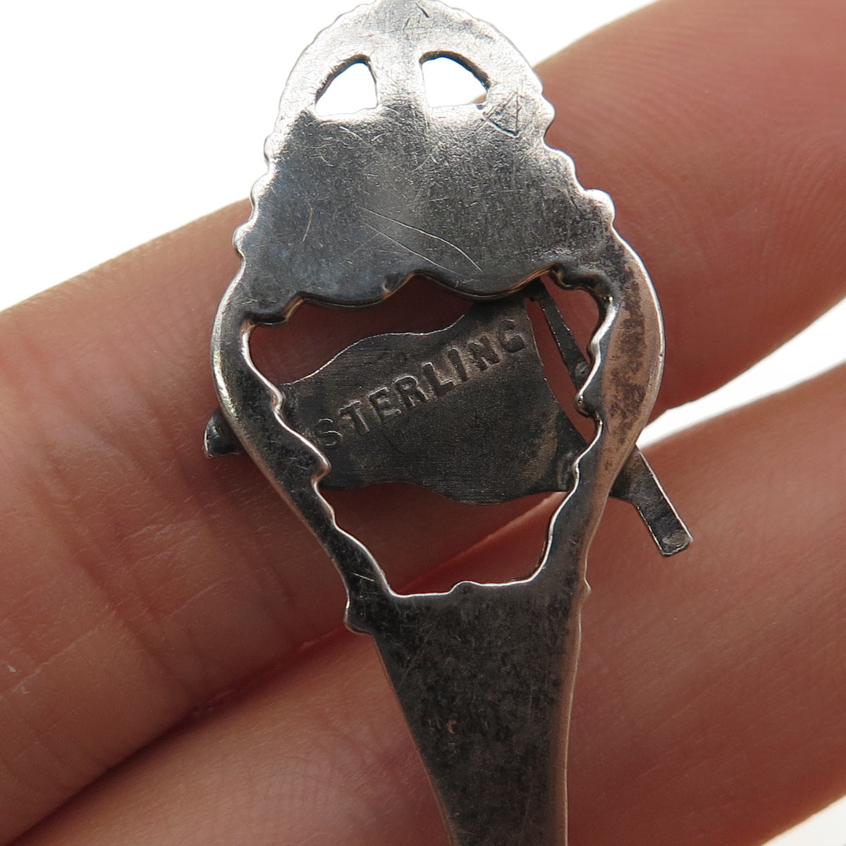 925 Sterling Silver Antique Art Deco Enamel GTBC Flag Coffee Spoon