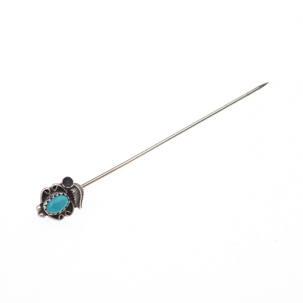 Old Pawn 925 Sterling Silver Vintage Southwestern Turquoise Feather Lapel Pin