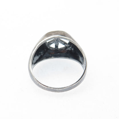 925 Sterling Silver Vintage Peace Symbol Oxidized Ring Size 9.5