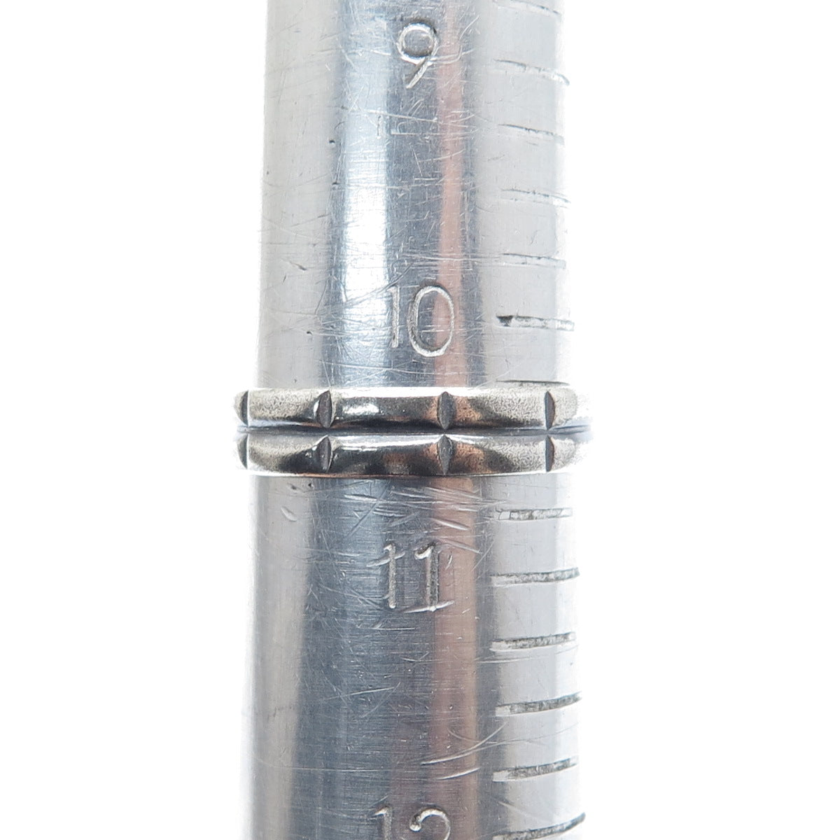 925 Sterling Silver Vintage 2-Row Bar Oxidized Band Ring Size 10.5