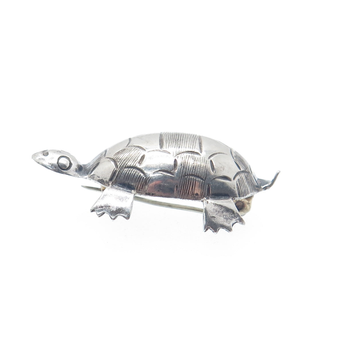 925 Sterling Silver Vintage Mexico Turtle Oxidized Pin Brooch