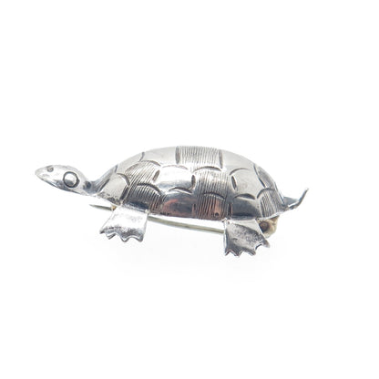 925 Sterling Silver Vintage Mexico Turtle Oxidized Pin Brooch