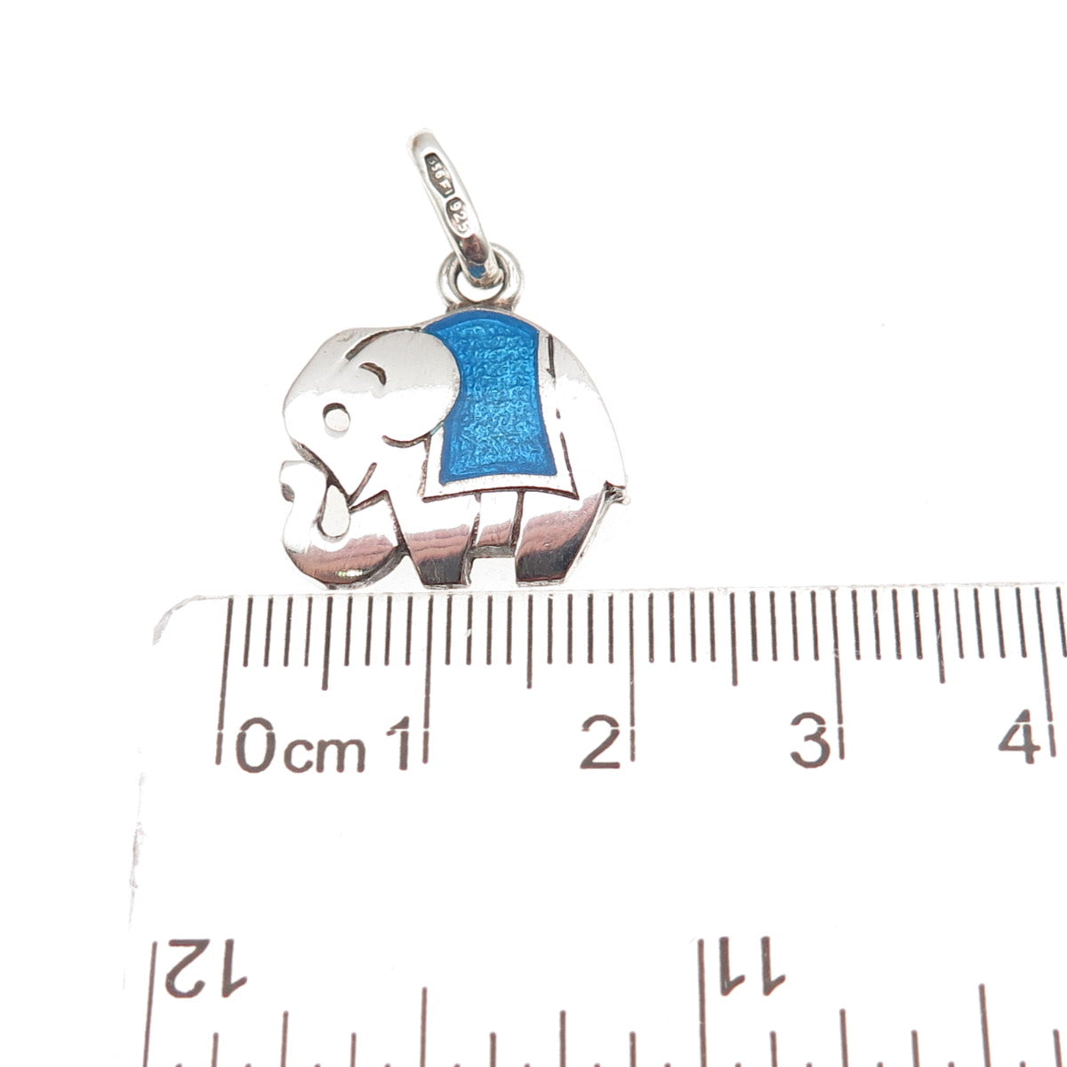 925 Sterling Silver Vintage Italy Enamel Elephant Charm Pendant