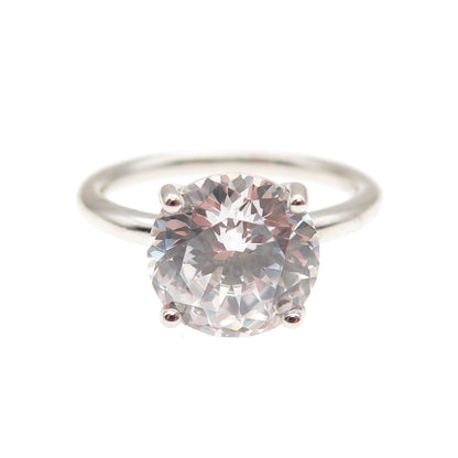 DSMK 925 Sterling Silver Round-Cut C Z Engagement Ring Size 7
