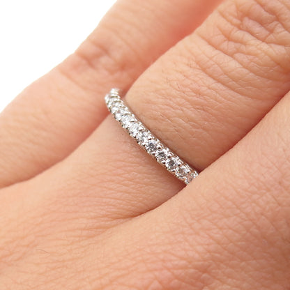 925 Sterling Silver Round-Cut C Z Half Eternity Stackable Band Ring Size 6