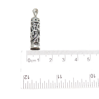 925 Sterling Silver Vintage Mezuzah Scroll Oxidized Charm Pendant