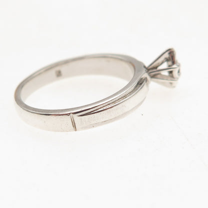 925 Sterling Silver Vintage Real Round-Cut Diamond Promise Ring Size 6.75
