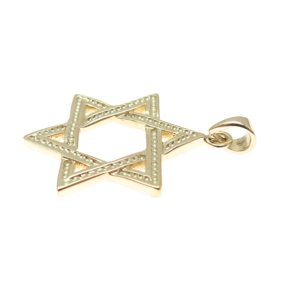 14K Yellow Gold Star of David Minimalist Charm Pendant