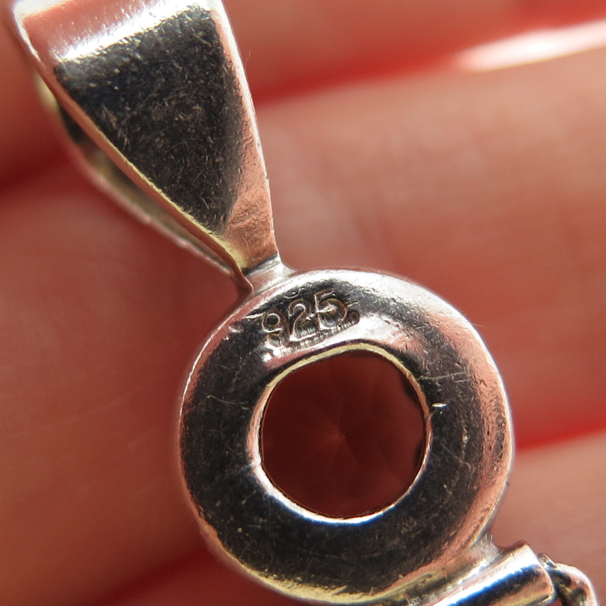 925 Sterling Silver Vintage Real Citrine Byzantine Link Modernist Pendant