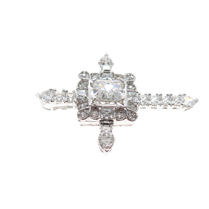 925 Sterling Silver Multi-Cut C Z Sparkle Cross Slide Charm Pendant