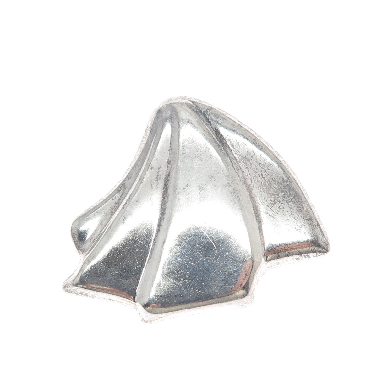 925 Sterling Silver Vintage Mexico Modernist Seashell Pin Brooch / Pendant