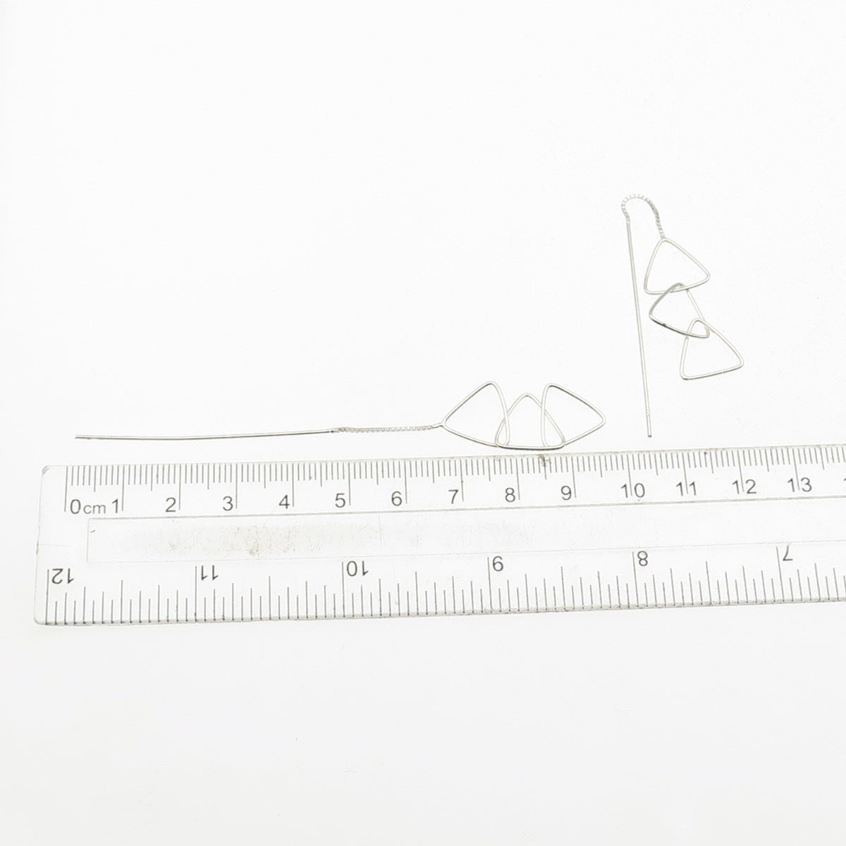 925 Sterling Silver Interlocked Triangle Link Drop Dangle Earrings