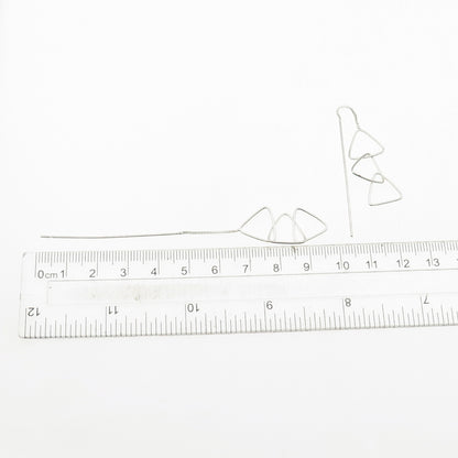 925 Sterling Silver Interlocked Triangle Link Drop Dangle Earrings