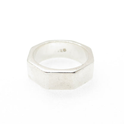 925 Sterling Silver Vintage Screw Nut Band Ring Size 9.25