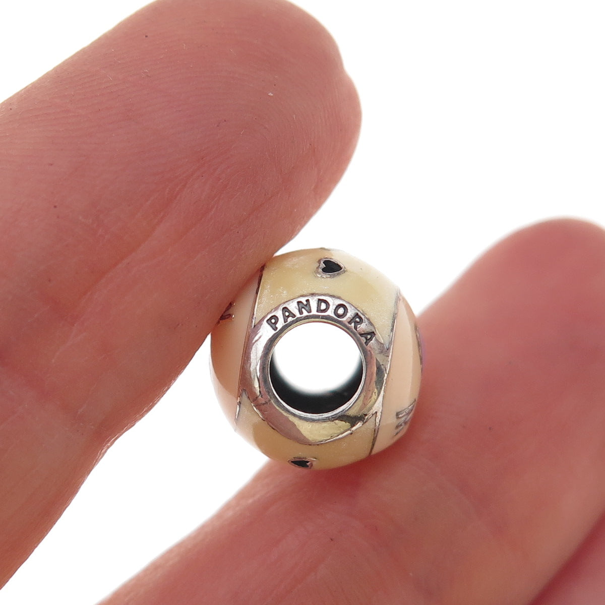 Pandora 925 Sterling Silver Enamel Love Mom Slide Bead Charm