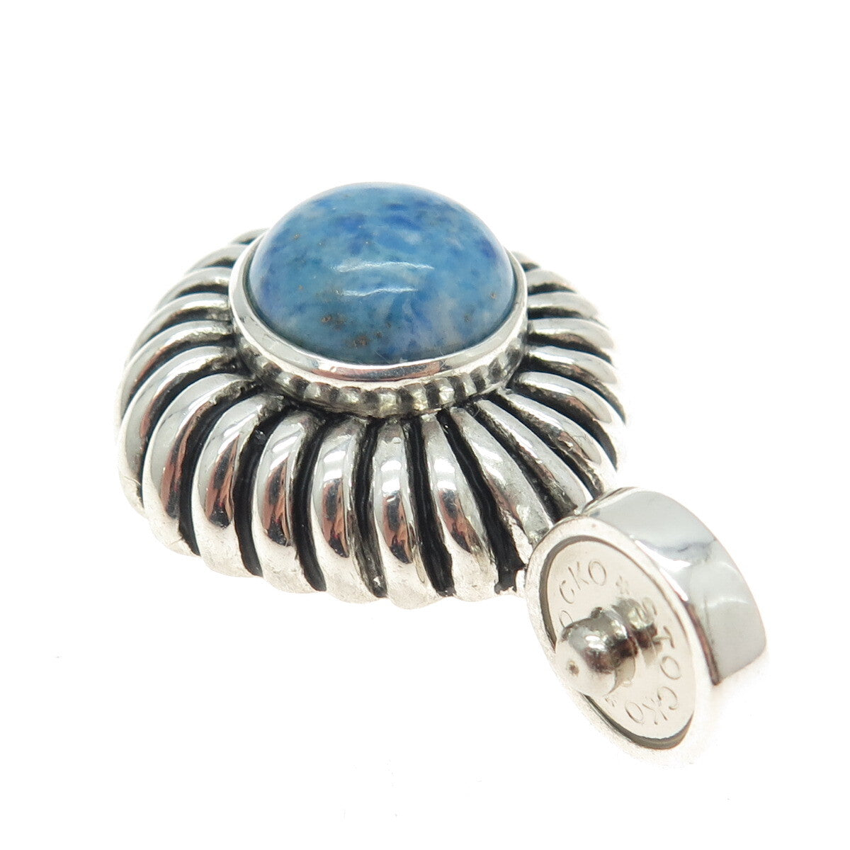 ESPO SIG Joseph Esposito Sterling Silver Vintage Real Denim Lapis Snap Pendant
