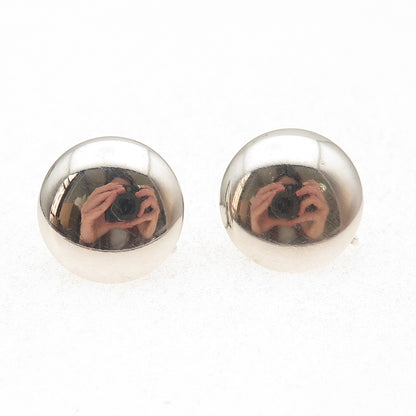 Beau 925 Sterling Silver Antique Art Deco Disc Oxidized Screw Back Earrings