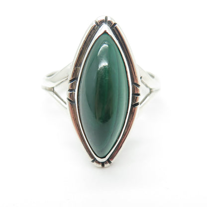 JAMES McCabe Navajo Old Pawn 925 Sterling Vintage Malachite Ring Size 7.5