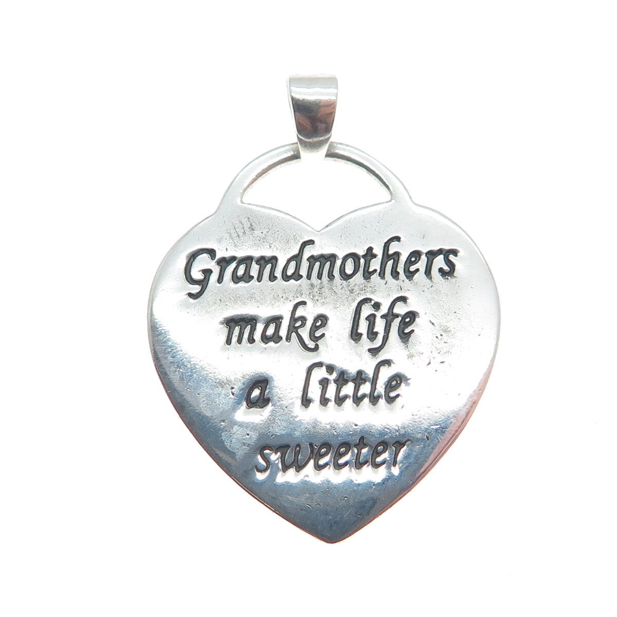 925 Sterling Silver Vintage Grandmothers Heart Charm Pendant