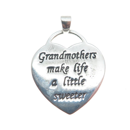 925 Sterling Silver Vintage Grandmothers Heart Charm Pendant