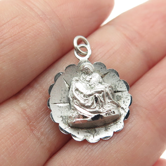 CATAMORE 925 Sterling Antique NY World's Fair Pieta Medal Religious Pendant