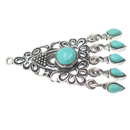 925 Sterling Silver Vintage Sleeping Beauty Turquoise Gem Ethnic Amulet Pendant