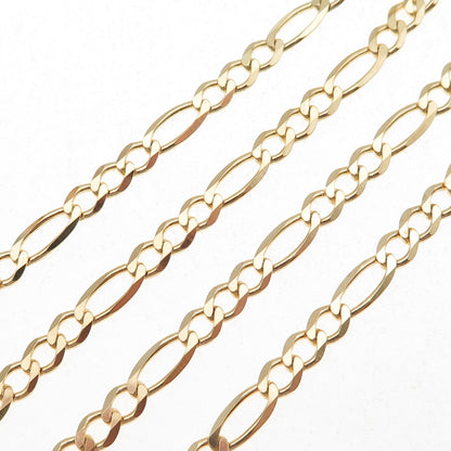 Han 925 Sterling Silver Gold Plated Italy Figaro Chain Necklace 18"