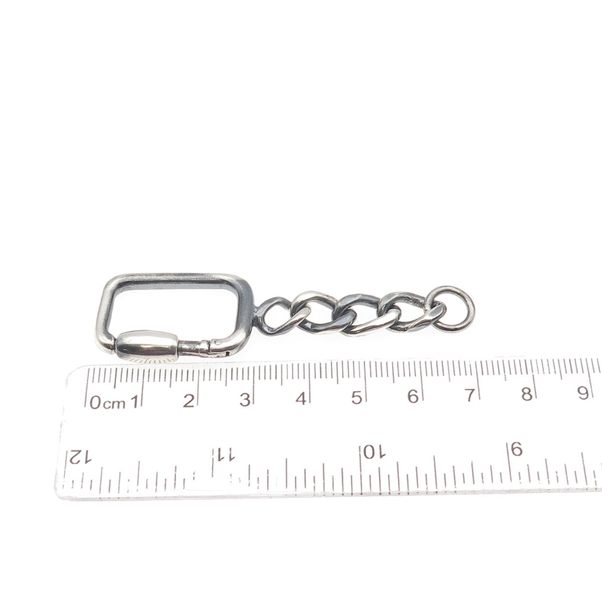 925 Sterling Silver Vintage Carabiner Oxidized Key Chain