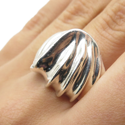 925 Sterling Silver Vintage Mexico Modernist Wavy Ring Size 8.75