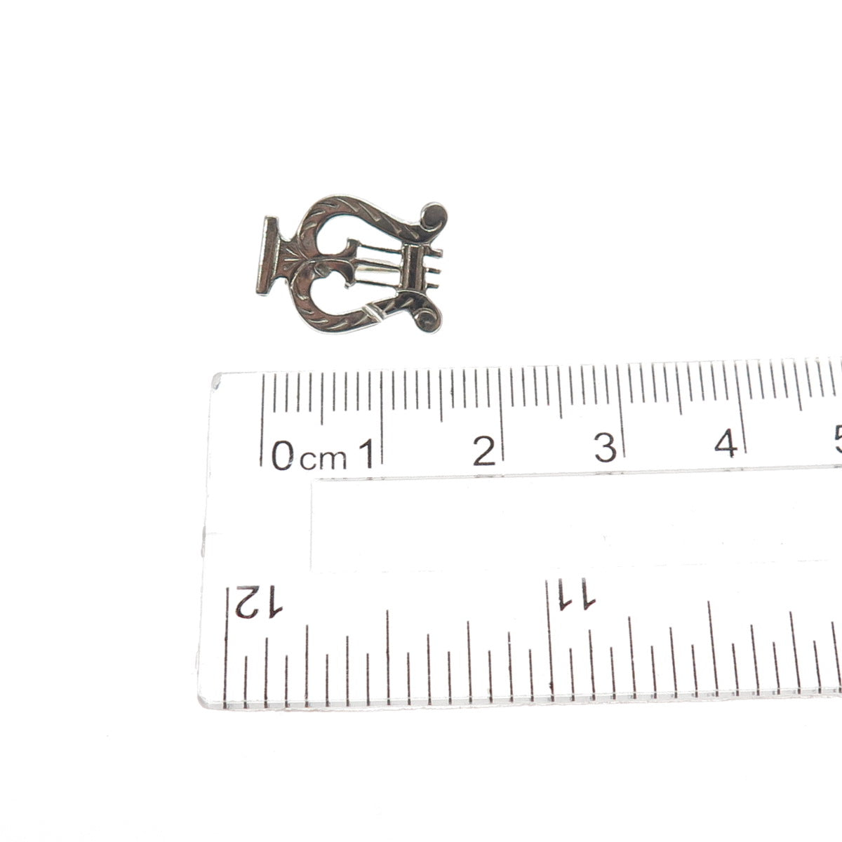 925 Sterling Silver Vintage Harp Music Instrument Mini Pin Brooch