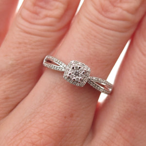 Sun 925 Sterling Silver Real Round-Cut Diamond Engagement Ring Size 7