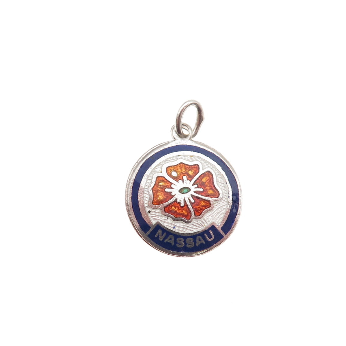 Breadner Co. Sterling Silver Vintage Enamel Nassau Hibiscus Mini Charm Pendant