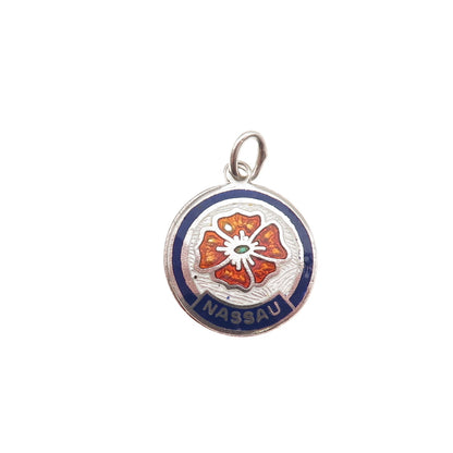 Breadner Co. Sterling Silver Vintage Enamel Nassau Hibiscus Mini Charm Pendant