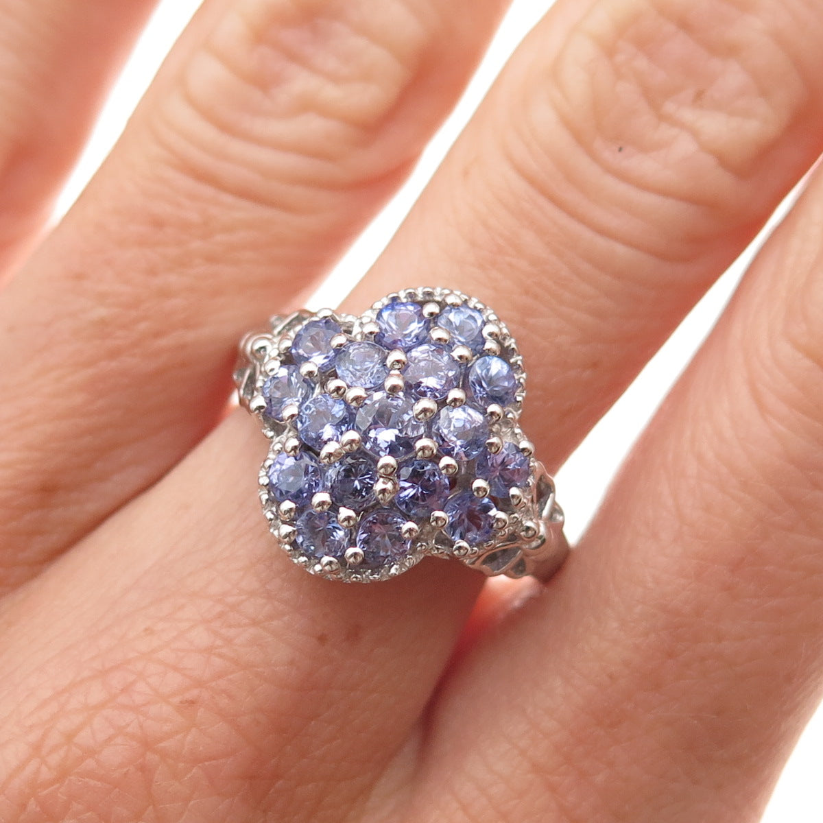 Chuck Clemency 925 Sterling Silver Real Tanzanite Butterfly Ring Size 8