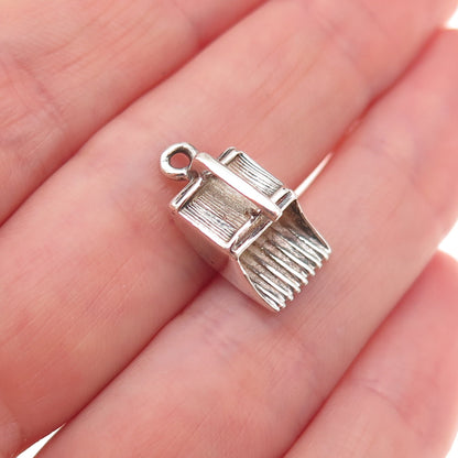 925 Sterling Silver Antique Art Deco Cranberry Scoop 3D Oxidized Charm Pendant