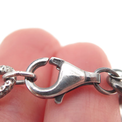 925 Sterling Silver Vintage Paperclip Oval Figaro Link Bracelet 7"