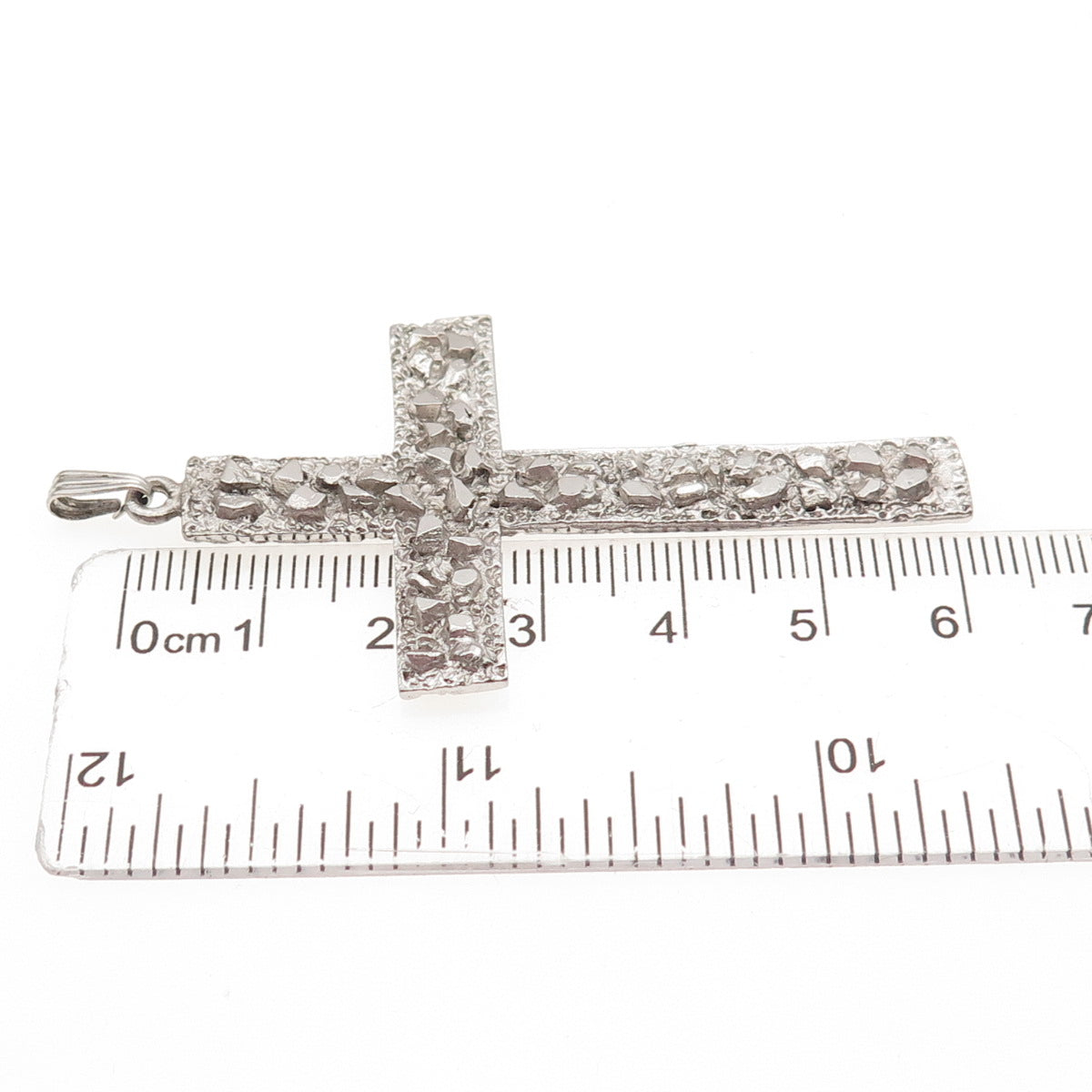 925 Sterling Silver Vintage Nugget Cross Pendant