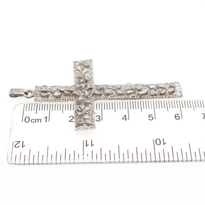 925 Sterling Silver Vintage Nugget Cross Pendant