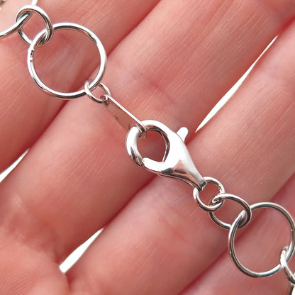 925 Sterling Silver Multi-Circle Chain Necklace 18"