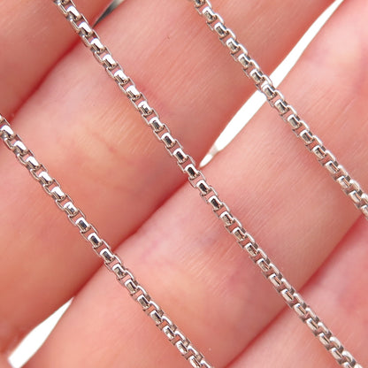 925 Sterling Silver Vintage Italy Round Box Chain Necklace 18"