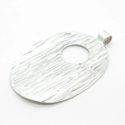 925 Sterling Silver Vintage Textured Cutout Oval Pendant