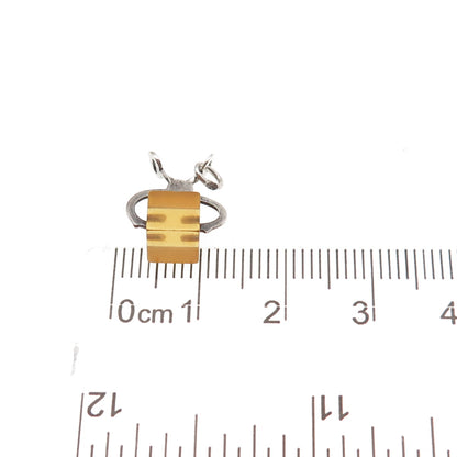 925 Sterling Silver Antique Art Deco Real Amber Sugar Tongs 3D Mini Pendant